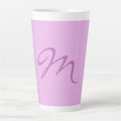 Trendy Lila Orchidee kleur Monogram Initiaal Lette Latte Mok (Voorkant)