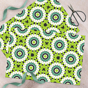 Trendy Lime Green White en Black Geometric Pattern Tissuepapier