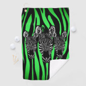 Trendy Limoen Zebra Herd op Zebra Print Golfhanddoek (Insitu)