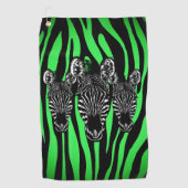 Trendy Limoen Zebra Herd op Zebra Print Golfhanddoek (Voorkant)