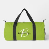 Trendy limoengroen zwart wit script monogram plunjezak (Voorkant)