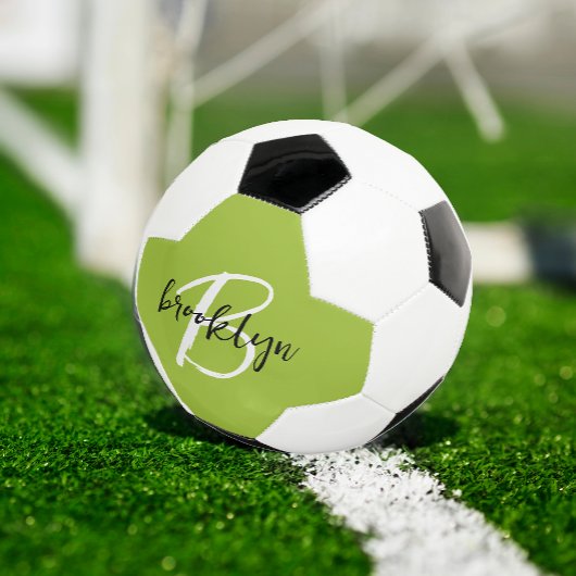 Trendy limoengroen zwart wit script monogram voetbal