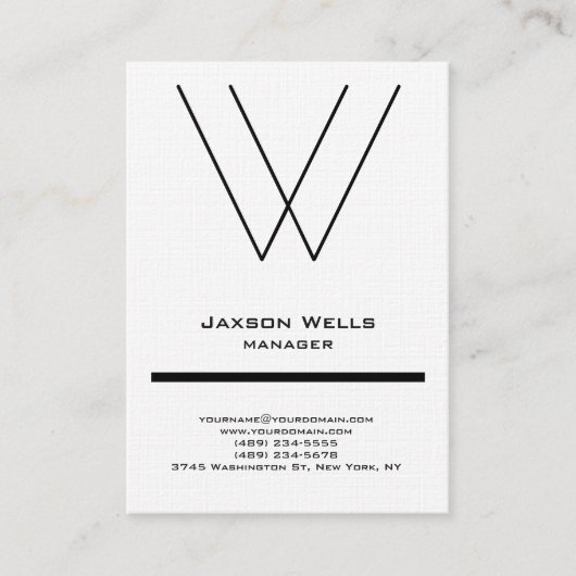 Trendy linen modern simpel monogram visitekaartje (Voorkant)