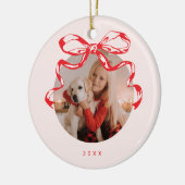 Trendy lint boog foto Vakantie/Kerstmis Keramisch Ornament (Links)