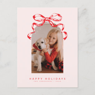Trendy lint boog gebogen foto Vakantie/Kerstmis Feestdagenkaart