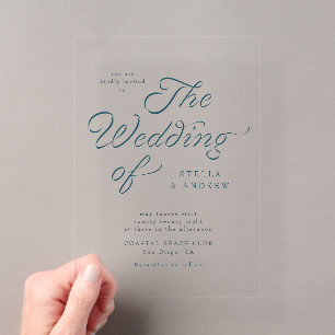 Trendy Lint Elegant Script Trouw Uitnodiging Acryl Uitnodigingen