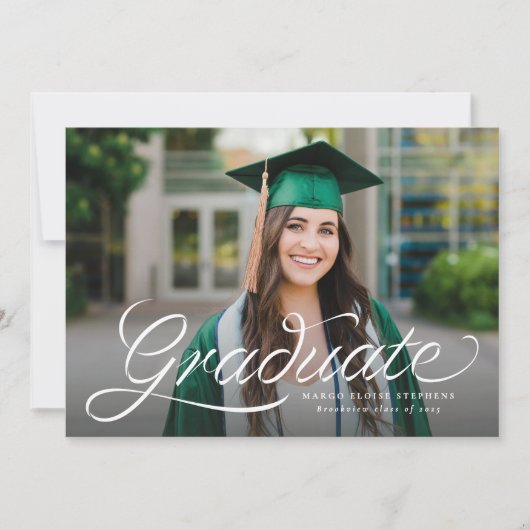 Trendy lint script afstuderen foto afstuderen kaart (Voorkant)