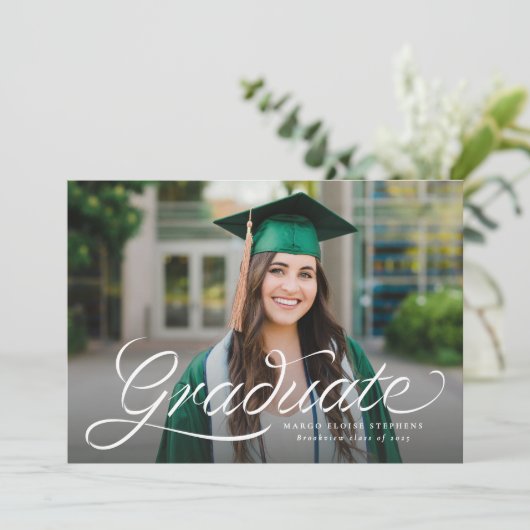 Trendy lint script afstuderen foto afstuderen kaart (Staand voorkant)