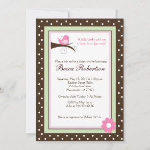 Trendy Little Birdie Baby shower 5x7 Uitnodiging
