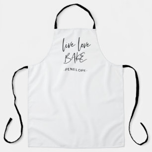 Trendy Live Love Bake Hand Lettering and Name Schort