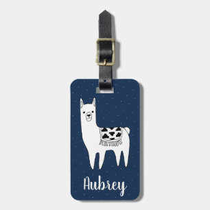 Trendy Llama schets & witte Stippen   Gepersonalis Bagagelabel
