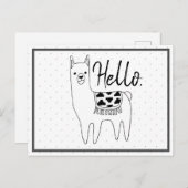 Trendy Llama Sketch & Black Stippen Hallo Briefkaart (Voorkant / Achterkant)
