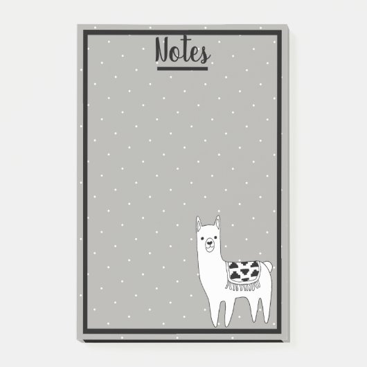 Trendy Llama Sketch & White Stippen Post-it® Notes (Voorkant)