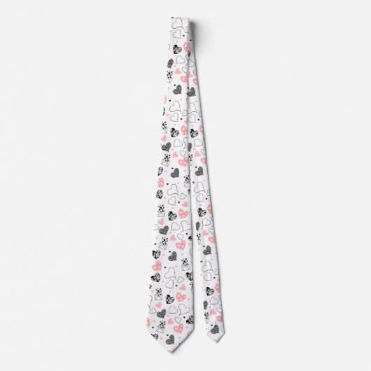 Trendy Love Gift Tie Pink Black Hearts Design Stropdas (Voorkant)