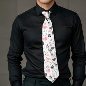 Trendy Love Gift Tie Pink Black Hearts Design Stropdas