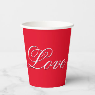 Trendy Love Trouwdag Calligrafie Script Rood Papieren Bekers