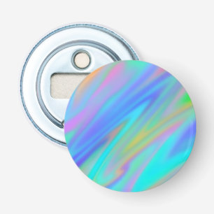 Trendy luxe groen blauw paarse faux holografisch button flesopener