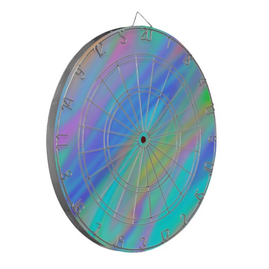 Trendy luxe groen blauw paarse faux holografisch dartbord (Voorkant Links)