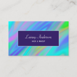 Trendy luxe groen blauw paarse faux holografisch visitekaartje