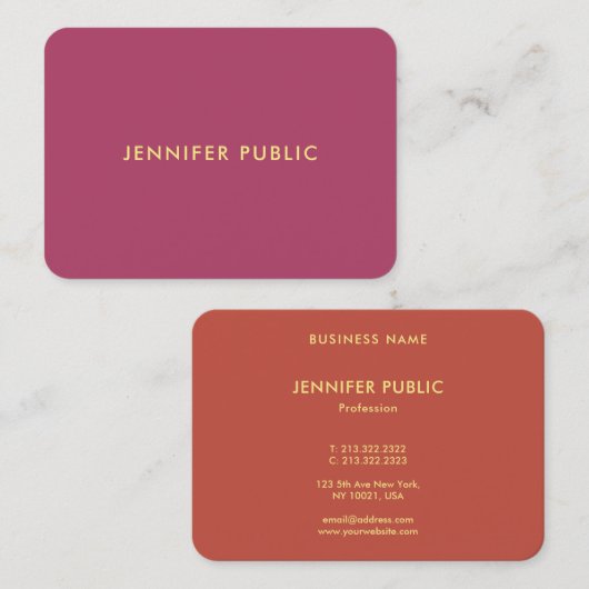 Trendy Luxe Modern Elegant Sjabloon Professional Visitekaartje (Voorkant / Achterkant)