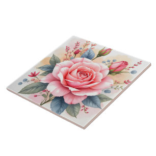Trendy Luxe Roze Rozen Mooie Collectie Tegeltje