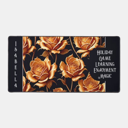 Trendy Luxury Boho Gold Roos Collectie Bureaumat (Voorkant)
