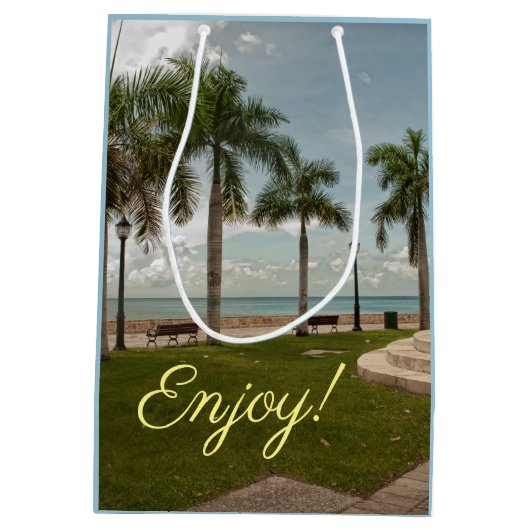 Trendy Maagdeneilanden tropische palmbomen Medium Cadeauzakje (Achterkant)