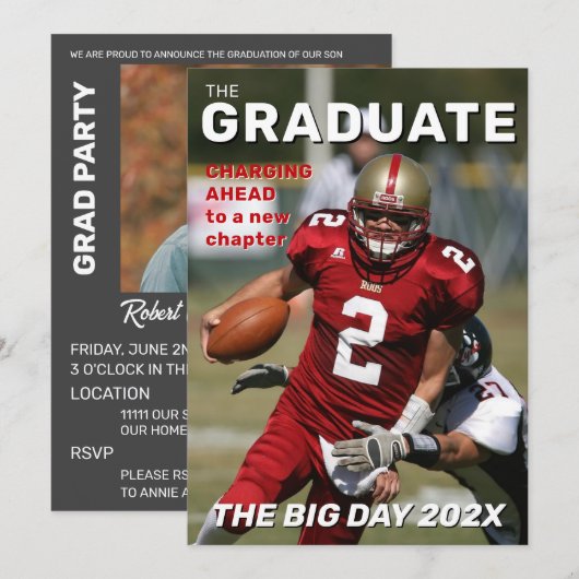 Trendy Magazine Hoesje Afstuderen Uitnodiging (Voorkant / Achterkant)