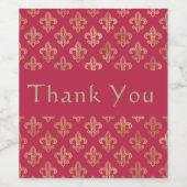 Trendy Magenta & Gold Fleur De Lis Custom Wijn Etiket (Enkel label)