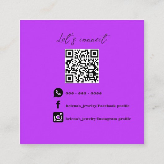 Trendy Magenta Marbled Effect en Gold Speckles Vierkante Visitekaartje (Achterkant)