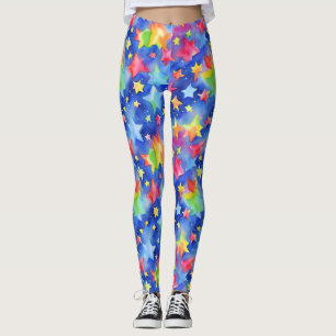 Trendy Magic Kleurrijke Regenboog Sterren Patroon Leggings