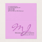 Trendy make-up artiest Lila & orchidee kleur monog Visitekaartjes (Buitenkant ongevouwen)