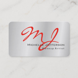 Trendy Makeup Artist Silver Gray Monogram Visitekaartje