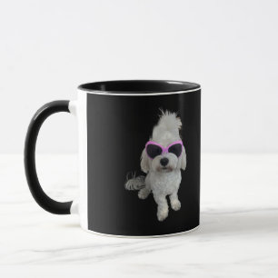 Trendy Maltese hond met roze bril - Schattige huis Mok