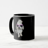 Trendy Maltese hond met roze bril - Schattige huis Mok (Voorkant links)