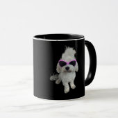 Trendy Maltese hond met roze bril - Schattige huis Mok (Voorkant rechts)