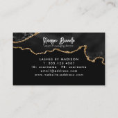 Trendy Marble Agate Black Gold Script Monogram Visitekaartje (Achterkant)