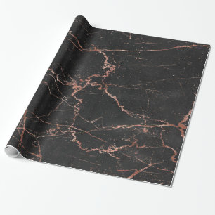 Trendy Marble Pink Black Glossy Cadeaupapier