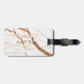 Trendy Marble Stone Texture, Monogram-Personalized Bagagelabel (Achterkant horizontaal)