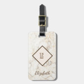 Trendy Marble Texture, Monogram-Personalized Bagagelabel (Voorkant verticaal)
