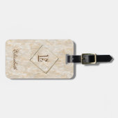 Trendy Marble Texture, Monogram-Personalized Bagagelabel (Voorkant horizontaal)
