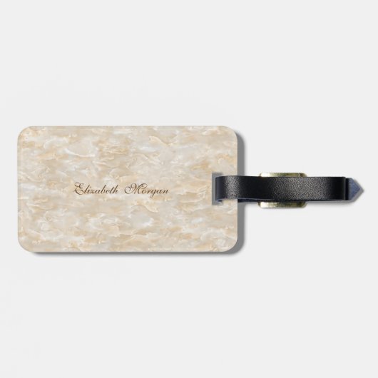 Trendy Marble Texture, Monogram-Personalized Bagagelabel (Achterkant horizontaal)