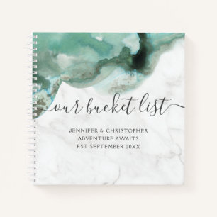 Trendy Marble Waterverf Onze Bucket List Couple Notitieboek
