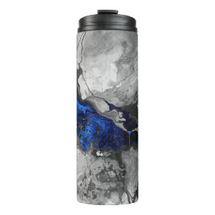 Trendy marmeren steen blauw zwart grijs ontwerp thermosbeker