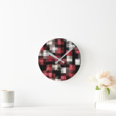 Trendy Maroon Red Black White Abstract Pset Ronde Klok (Huis)