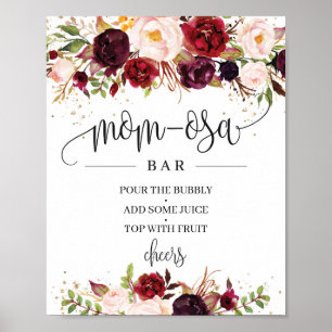 Trendy marsala burgundy boho mamma-osa bar sign poster