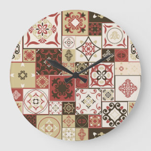 Trendy Marsala Marokkaanse Tegel Pattern Grote Klok