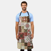 Trendy Marsala Marokkaanse Tegel Pattern Schort (Gedragen)