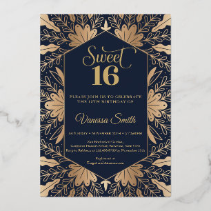 Trendy marvy en echte goudfolie, zoete zestien fol folie uitnodiging