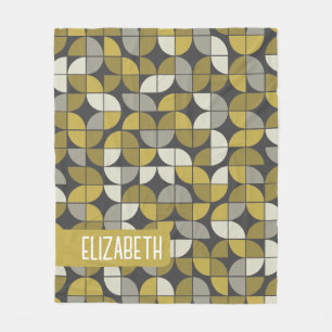 Trendy MCM Half-moonpatroon met goudnaamblok Fleece Deken